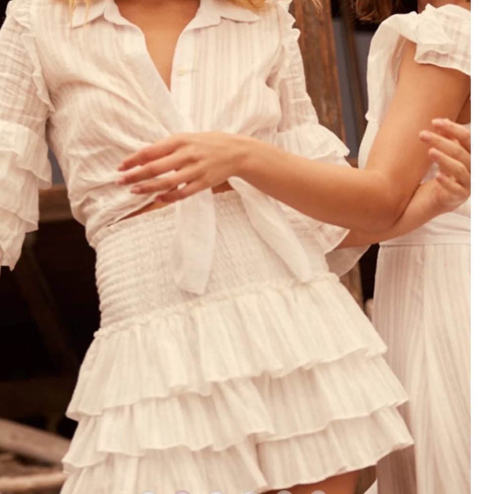 Misa White Lace Agnes Skort Smocked Waist Size Medium